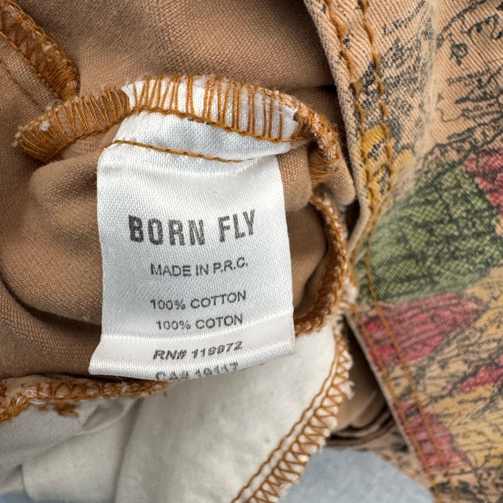 USA World Map BORN FLY Denim Vest Unisex Lg Retro Western Durable Cotton Outdoor - Picture 6 of 6
